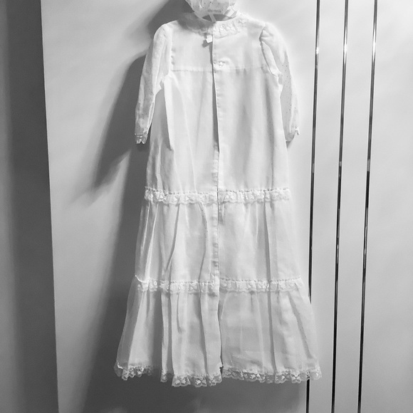 Vintage Newborn Christening Gown  & Bonnet White - Picture 2 of 6